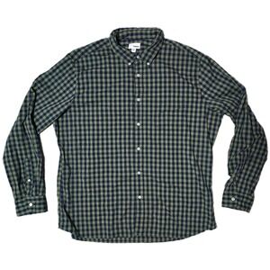 Sonoma Men's XXL Long Sleeve Olive &‎ Navy Blue Gingham Button Down Shirt (R)